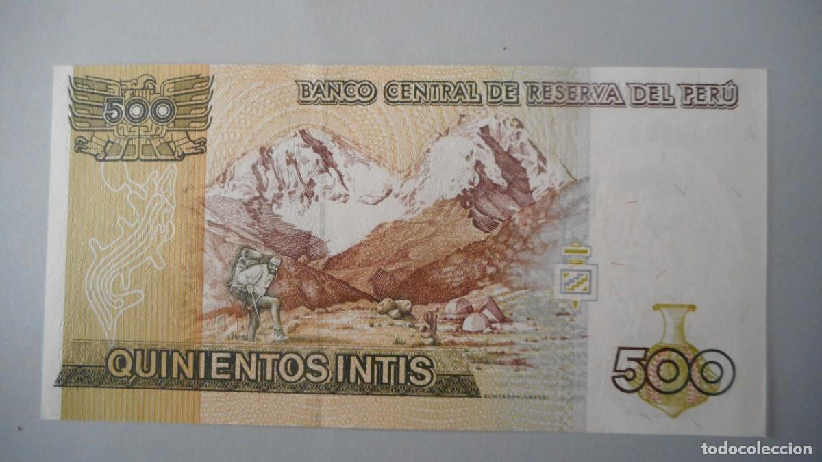 Billetes extranjeros: PERU 500 INTIS / PLANCHA - Foto 2