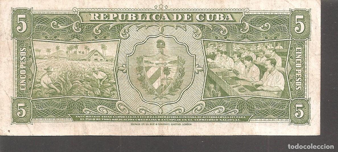 Billetes extranjeros: CUBA 5 PESO 1958 .MAXIMO GOMEZ - Foto 2