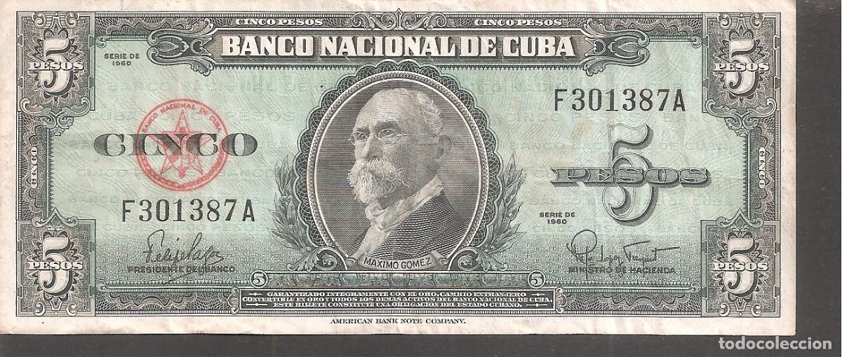 Billetes extranjeros: CUBA 5 PESO 1960 . MAXIMO GOMEZ - Foto 1