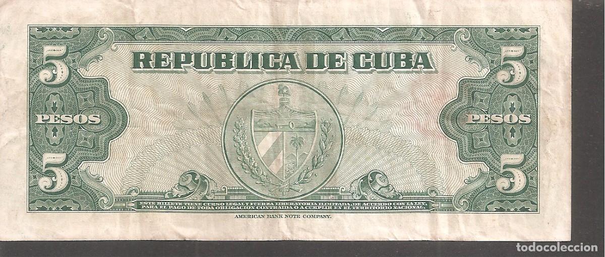Billetes extranjeros: CUBA 5 PESO 1960 . MAXIMO GOMEZ - Foto 2