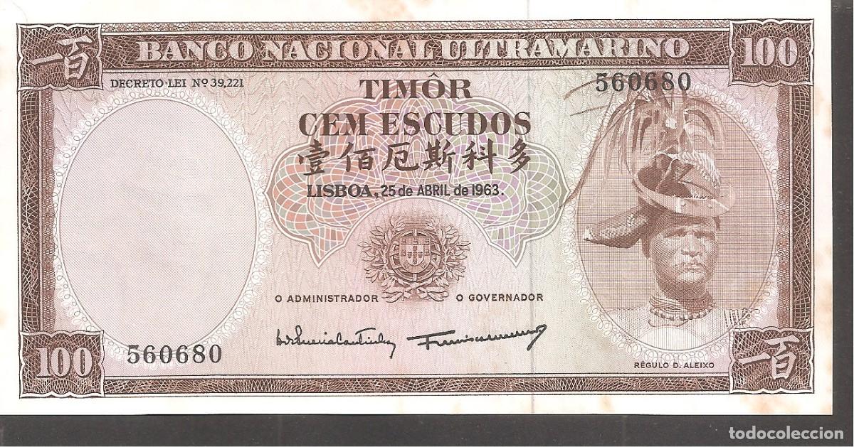 Billetes extranjeros: Billete TIMOR 100 Escudos 1963 SC- - Foto 1