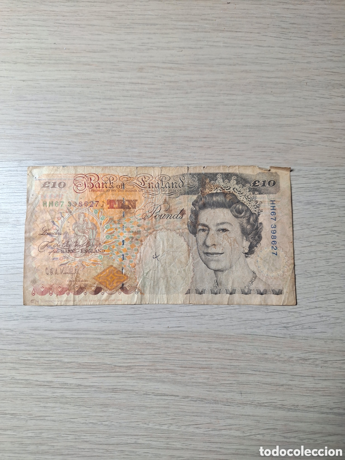 Billetes extranjeros: Billete de 10 libras esterlinas. - Foto 1
