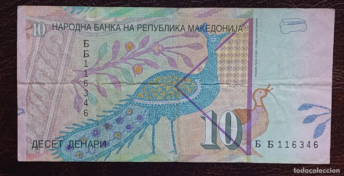 Billetes extranjeros: Macedonia 10 dinara 1996 pick 14 (BC+) - Foto 2