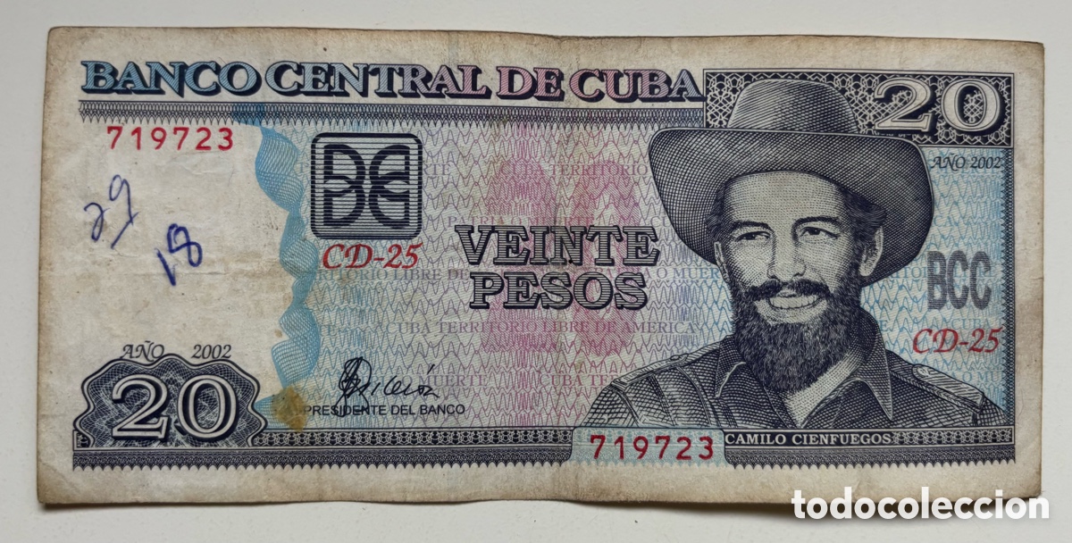 Billetes extranjeros: Billete CUBA 20 Pesos 2002. Tinta - Foto 1