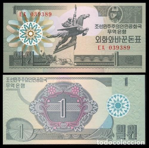Billetes extranjeros: Corea del Norte 1 Won 1988 Pick 27a UNC - Foto 1