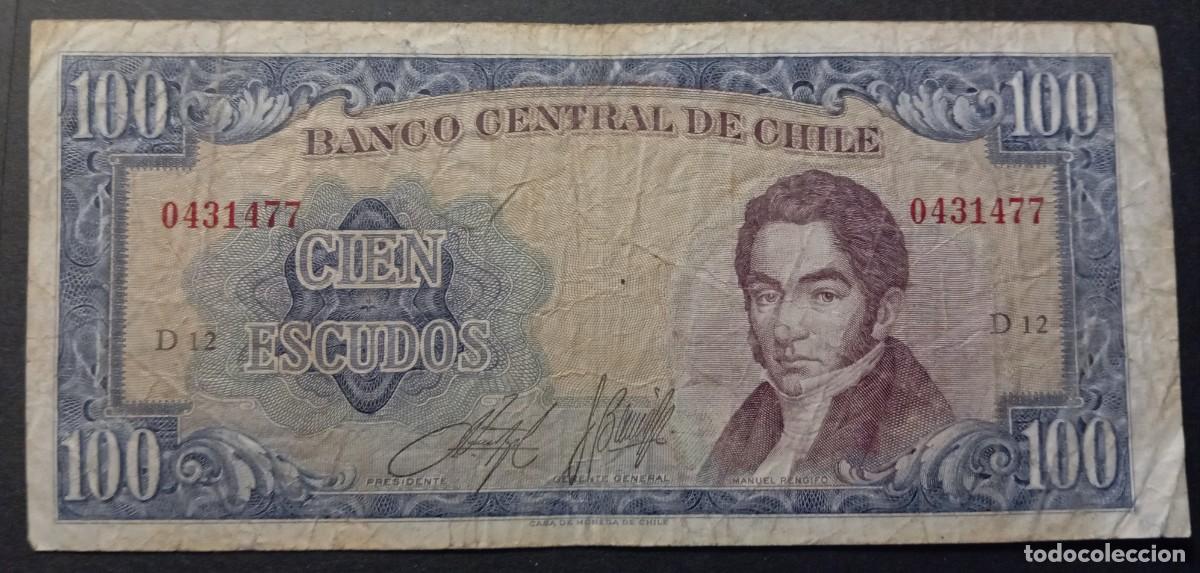 Billetes extranjeros: Chile 100 escudos 1962 pick 141B (BC+) - Foto 1