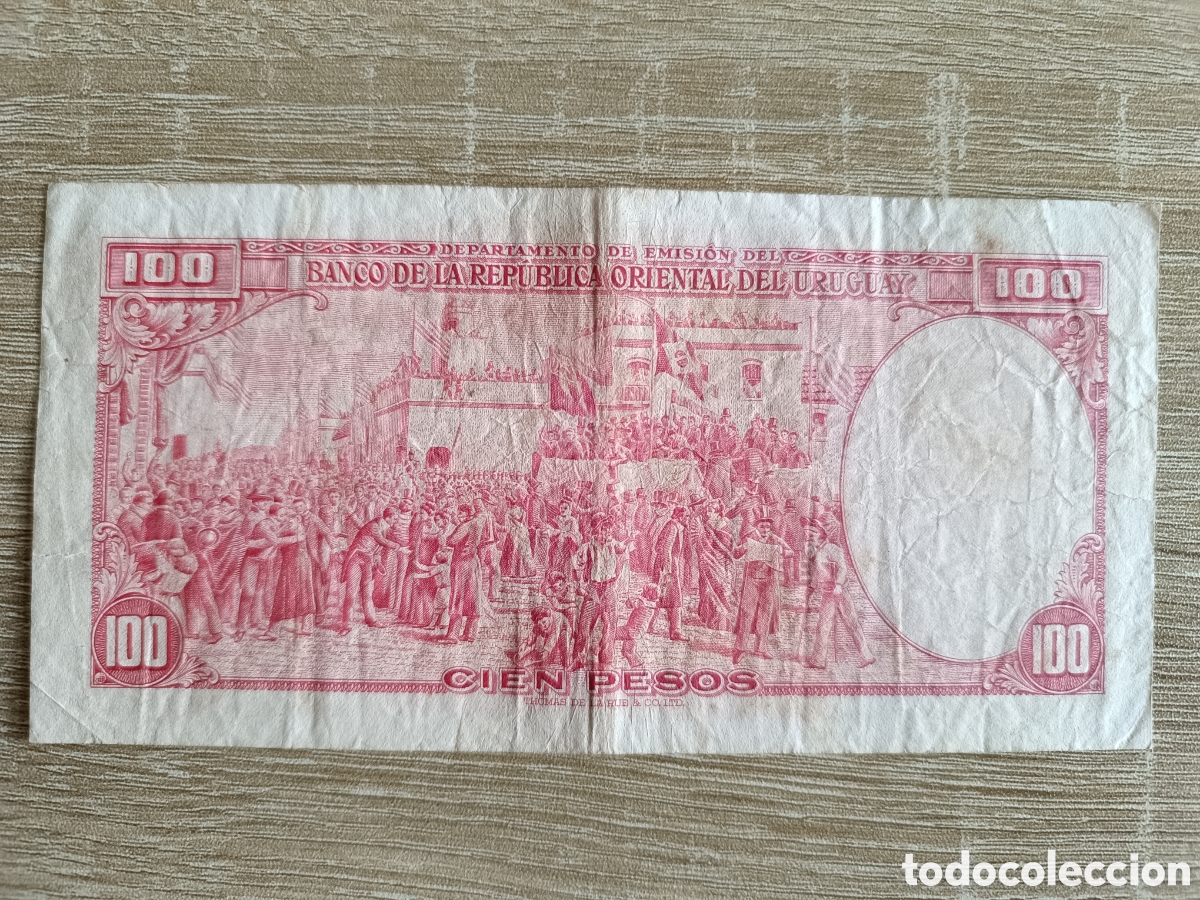 Billetes extranjeros: 100 pesos Uruguay 1939 - Foto 2