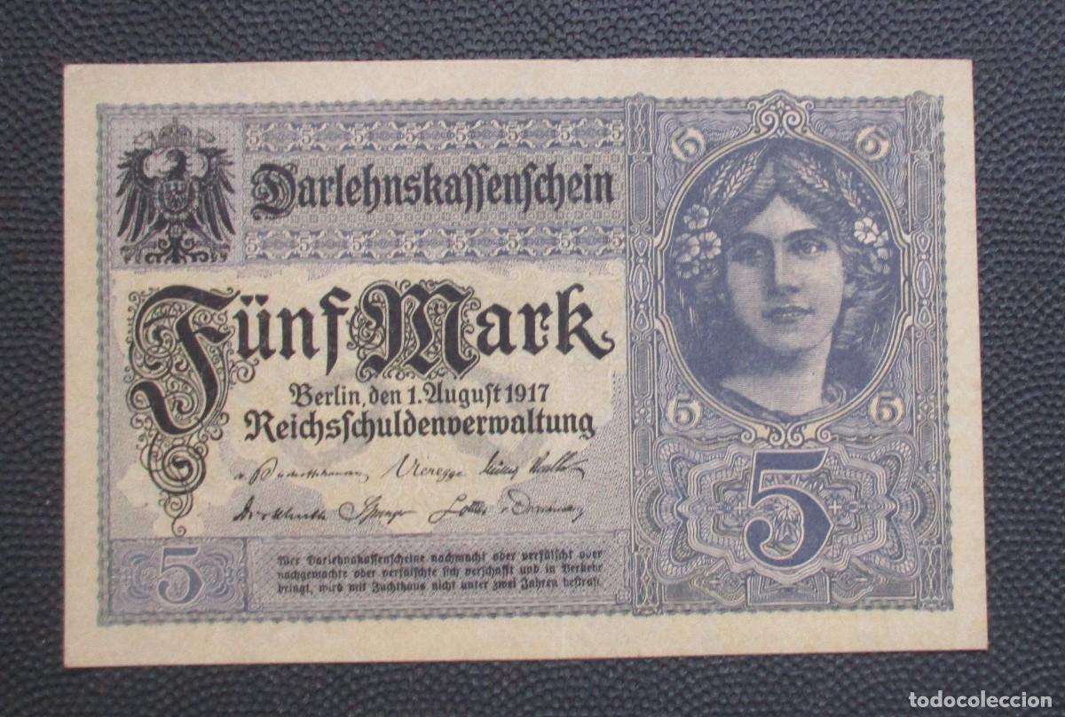 Billetes extranjeros: ALEMANIA (Imperio) - 5 MARCOS 1917 - REF. 1 - Foto 1