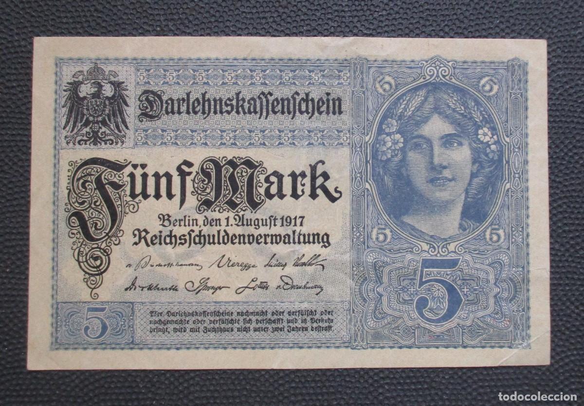 Billetes extranjeros: ALEMANIA (Imperio) - 5 MARCOS 1917 - REF. 2 - Foto 1
