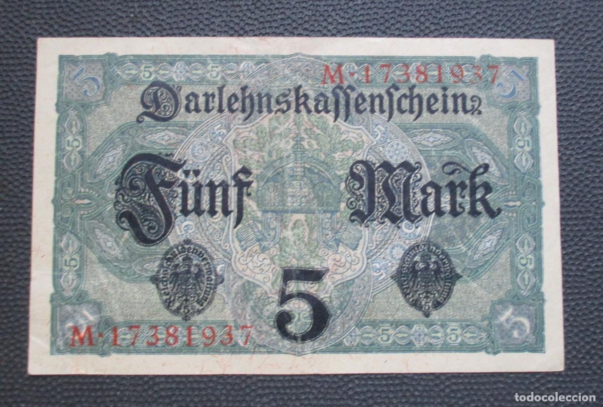 Billetes extranjeros: ALEMANIA (Imperio) - 5 MARCOS 1917 - REF. 2 - Foto 2