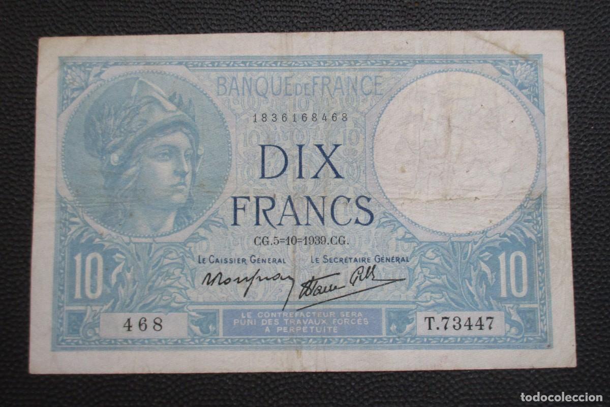 Billetes extranjeros: FRANCIA - 10 FRANCOS 1939 - (REF. 335) - Foto 1