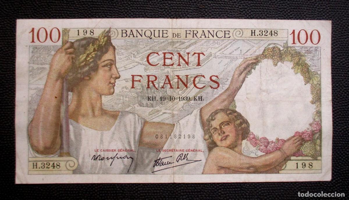 Billetes extranjeros: FRANCIA - 100 FRANCOS 1939 -(REF.340) - Foto 1