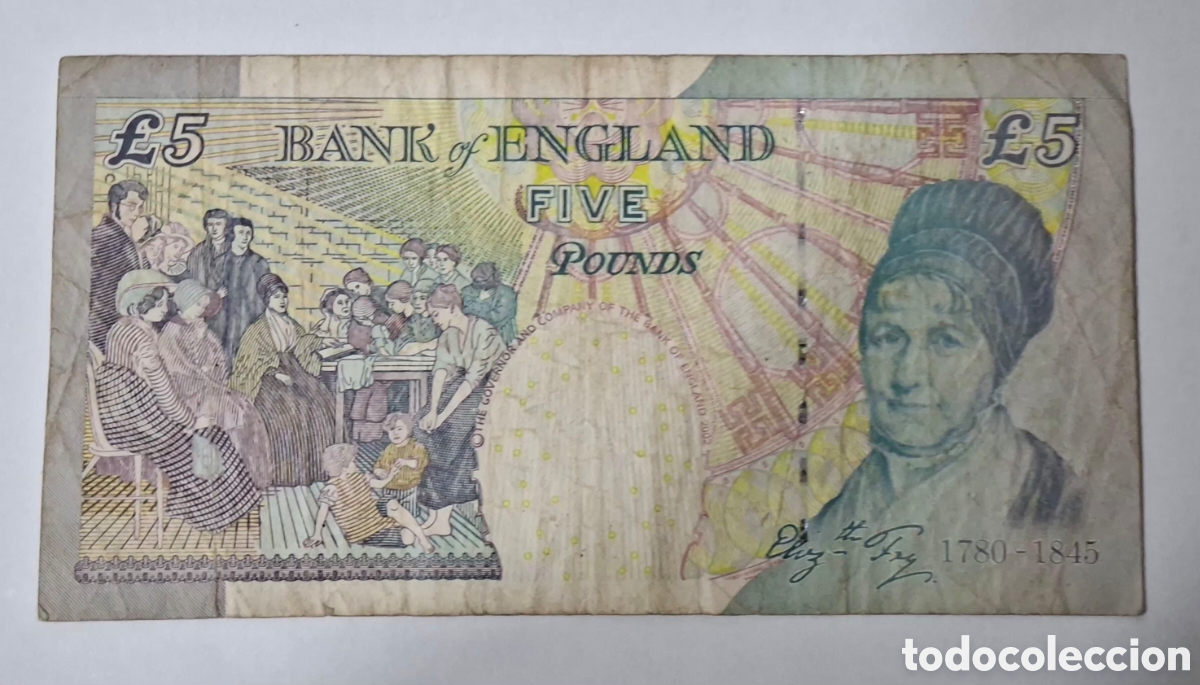 Billetes extranjeros: Billete Inglaterra,2.002, 5 Libras,BC+ - Foto 2