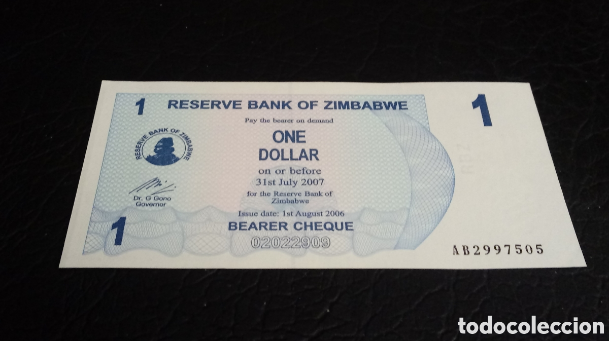 Billetes extranjeros: Billete Zimbabwe 1 dolar sc - Foto 1