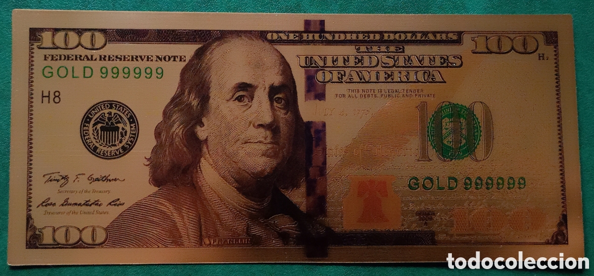 Billetes extranjeros: Billete de 100 d&oacute;lares de oro - Foto 1