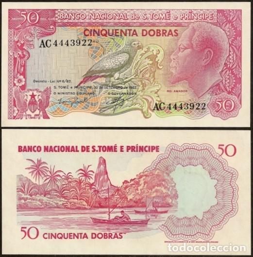Billetes extranjeros: SANTO TOME & PRINCIPE. 50 dobras 1982. Pick 56. S/C. Fauna. Loro.