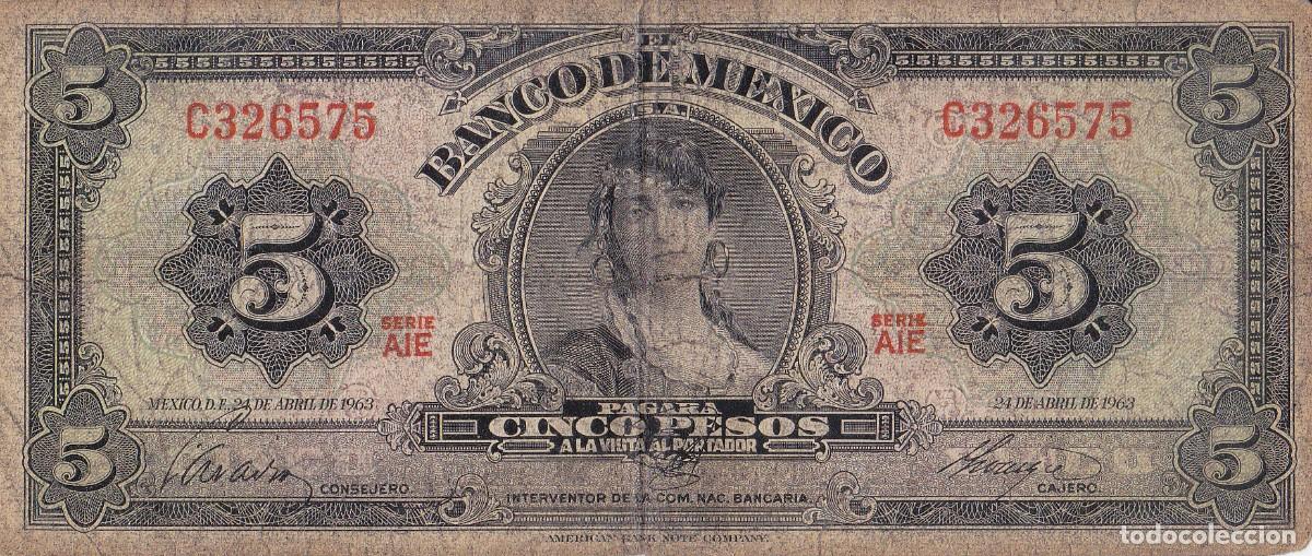 Billetes extranjeros: M&Eacute;XICO 5 PESOS 1963 LA GITANA - Foto 1