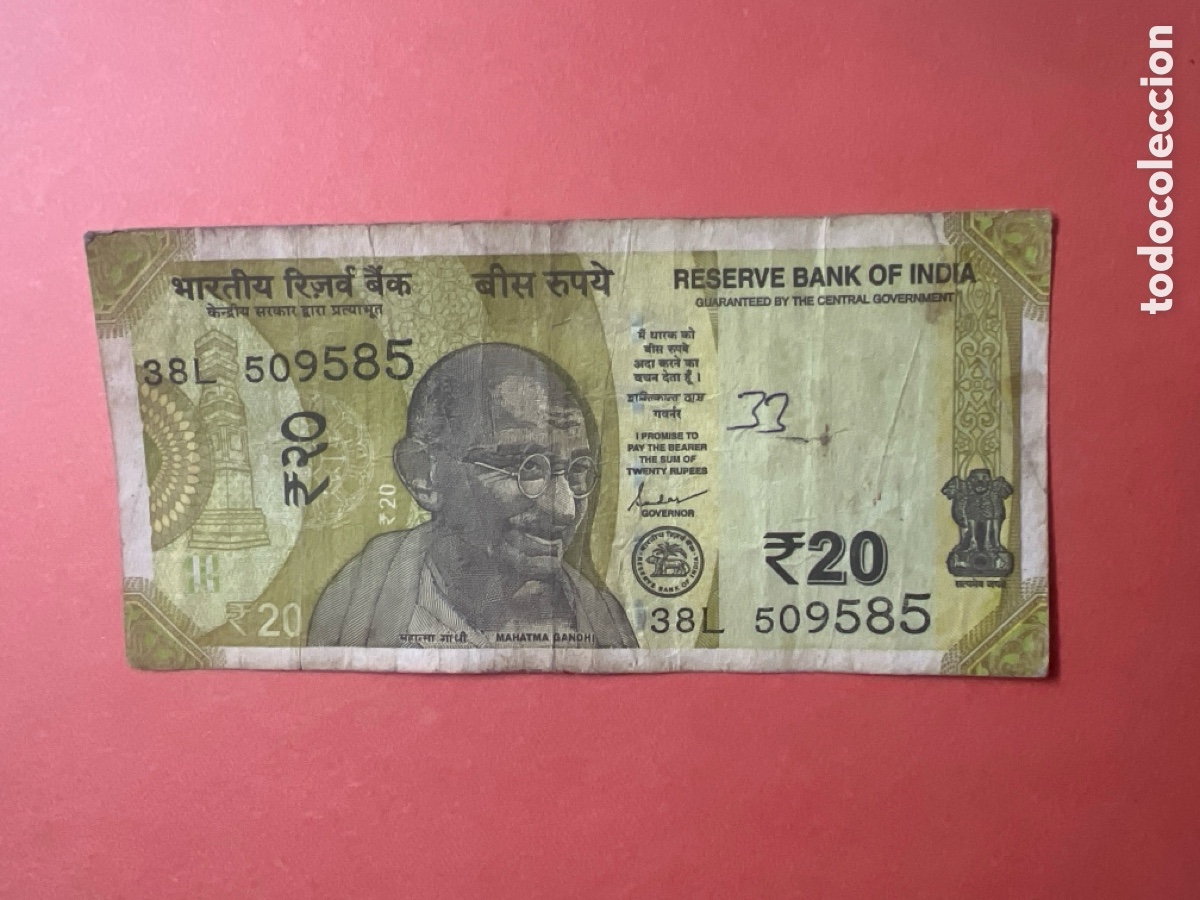 Billetes extranjeros: 123b. BILLETE - INDIA - 20 RUPIAS - 2020 - Foto 1