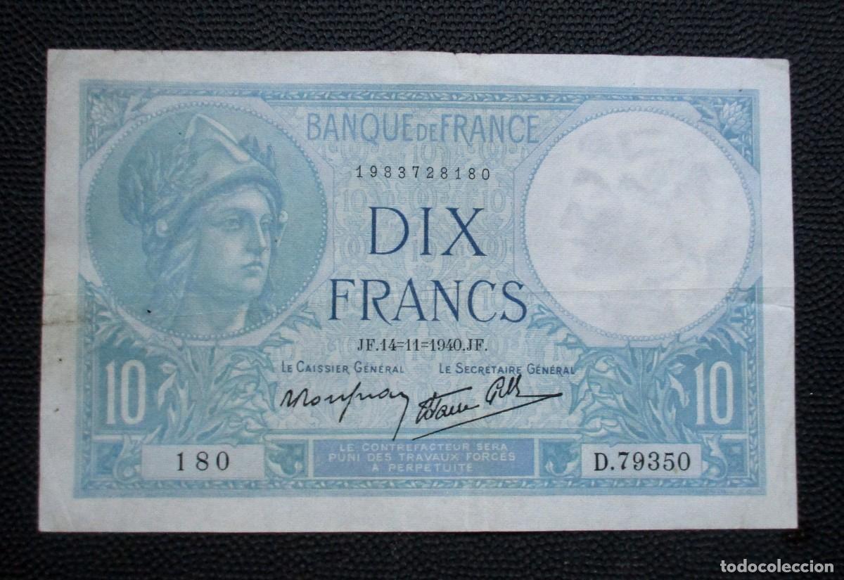 Billetes extranjeros: FRANCIA - 10 FRANCOS 1940 - (REF.324) - Foto 1