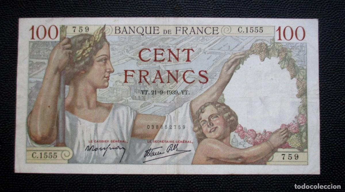 Billetes extranjeros: FRANCIA - 100 FRANCOS 1939- (REF. 316) - Foto 1