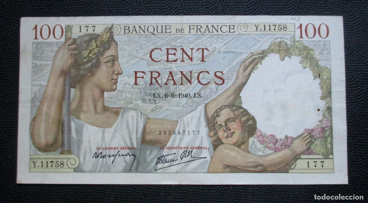 Billetes extranjeros: FRANCIA - 100 FRANCOS 1940 - (REF. 317) - Foto 1