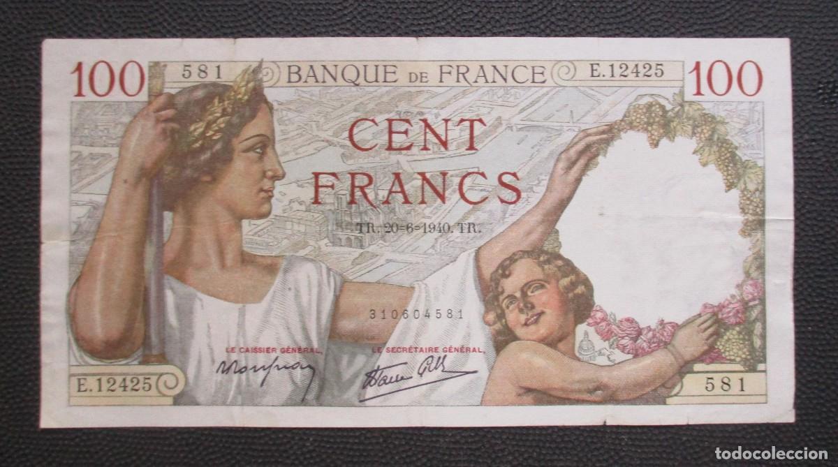 Billetes extranjeros: FRANCIA - 100 FRANCOS 1940 - (REF. 320) - Foto 1