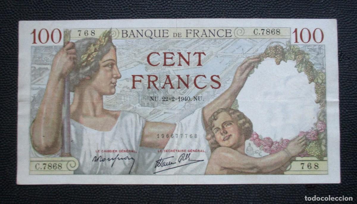Billetes extranjeros: FRANCIA - 100 FRANCOS 1940 - (REF. 321) - Foto 1