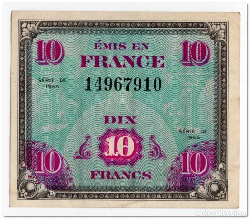 Billetes extranjeros: FRANCE,MILITARY CURRENCY,10 FRANCS,1944,P.116,aXF
