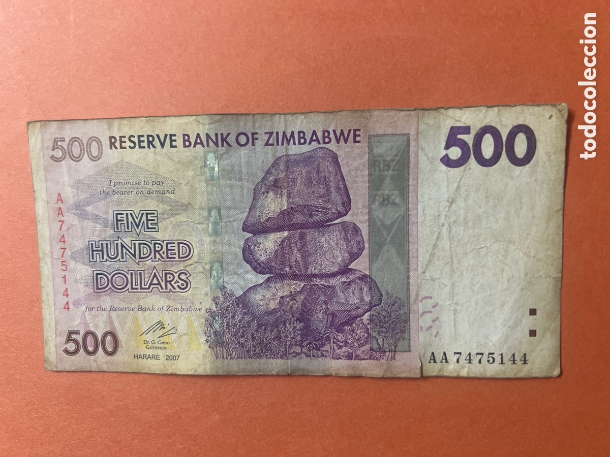 Billetes extranjeros: B231. BILLETE DE ZIMBABWE 500 DOLLAR - Foto 1