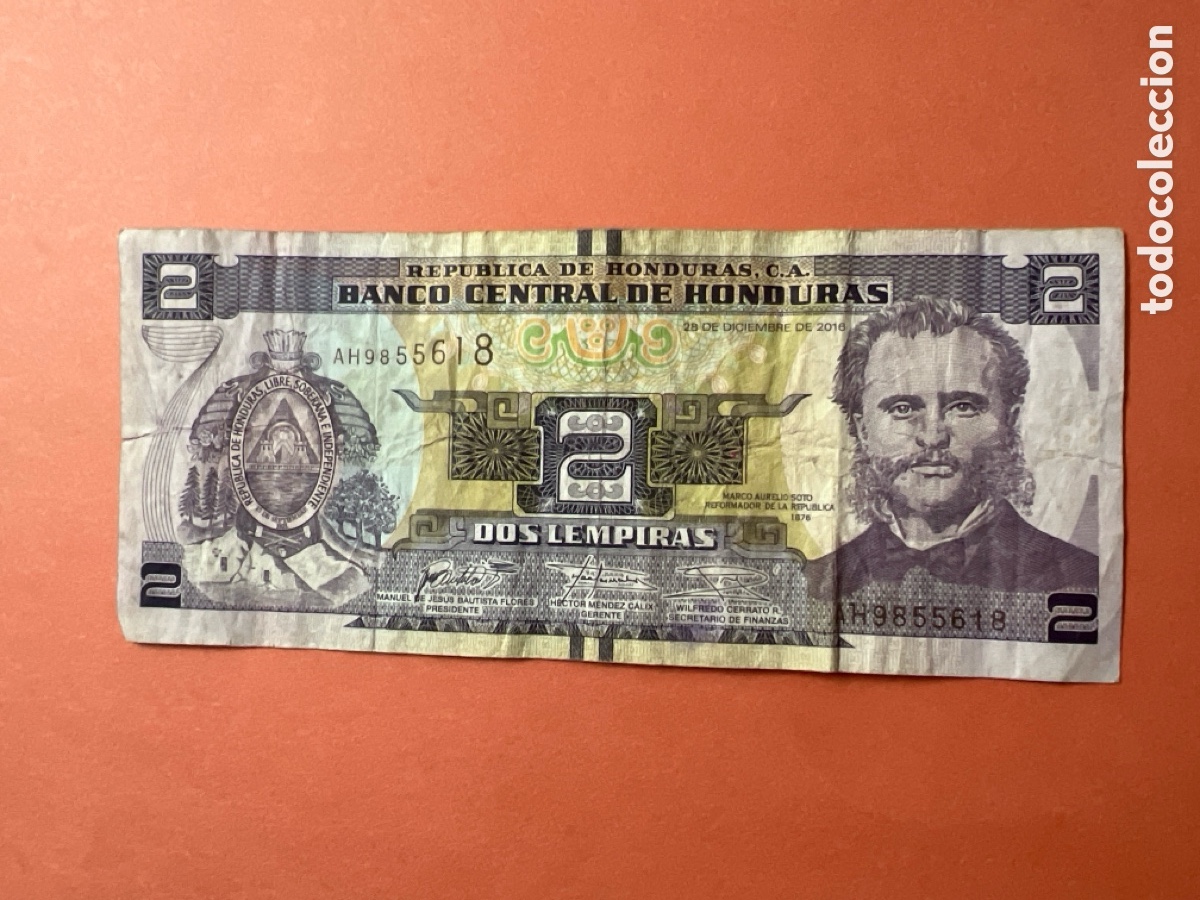 Billetes extranjeros: B237. Billete HONDURAS. 2 lempiras - Foto 1