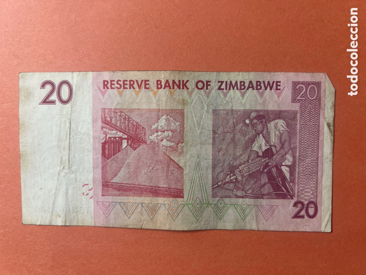 Billetes extranjeros: Hb128. BILLETE 20 DOLLARS 2007 ZIMBABWE - Foto 2