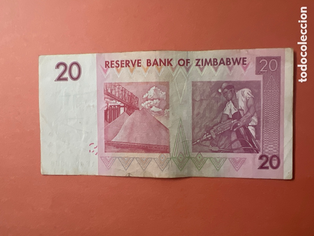Billetes extranjeros: Hb128. BILLETE 20 DOLLARS 2007 ZIMBABWE - Foto 2