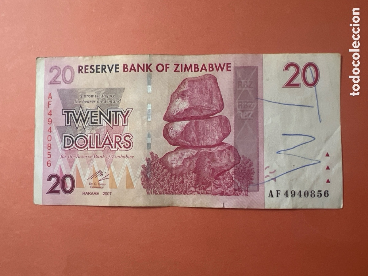 Billetes extranjeros: Hb128. BILLETE 20 DOLLARS 2007 ZIMBABWE - Foto 1