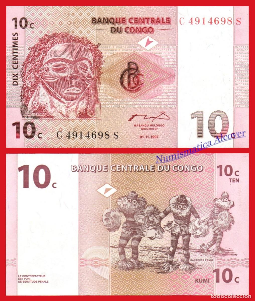 Billetes extranjeros: CONGO REPUBLICA DEMOCRATICA 10 C&eacute;ntimos 1997 Pick 82 SC - Foto 1