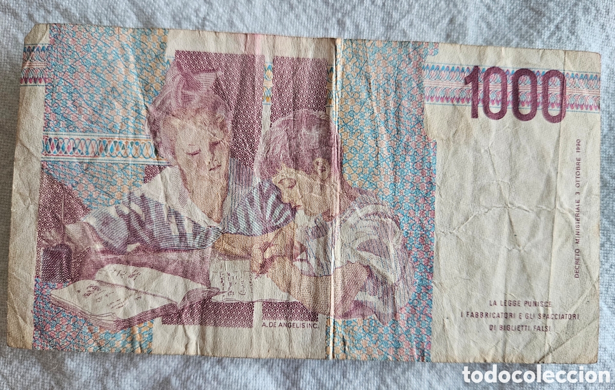 Billetes extranjeros: Billete de 1000 lire - Foto 2