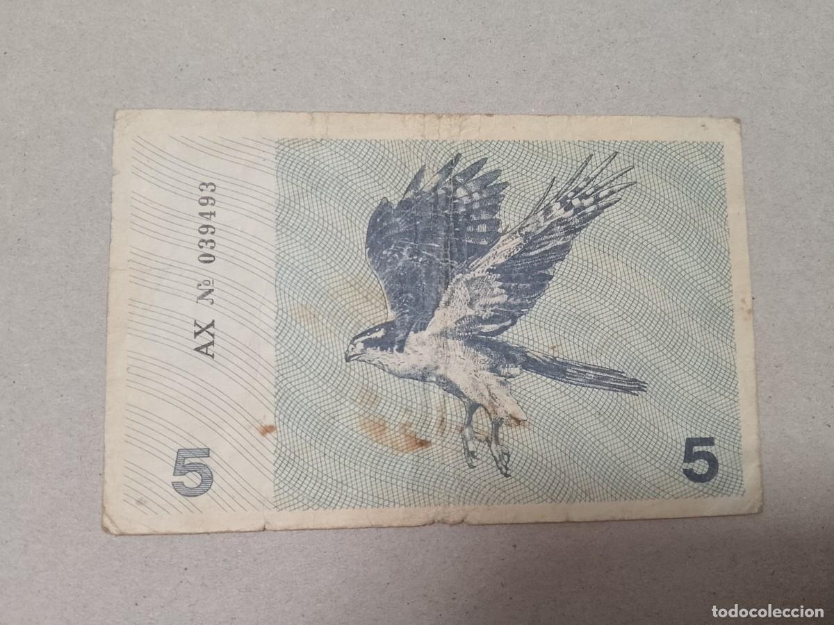Billetes extranjeros: Billete Lituania, 5 litu, a&ntilde;o 1991 - Foto 1