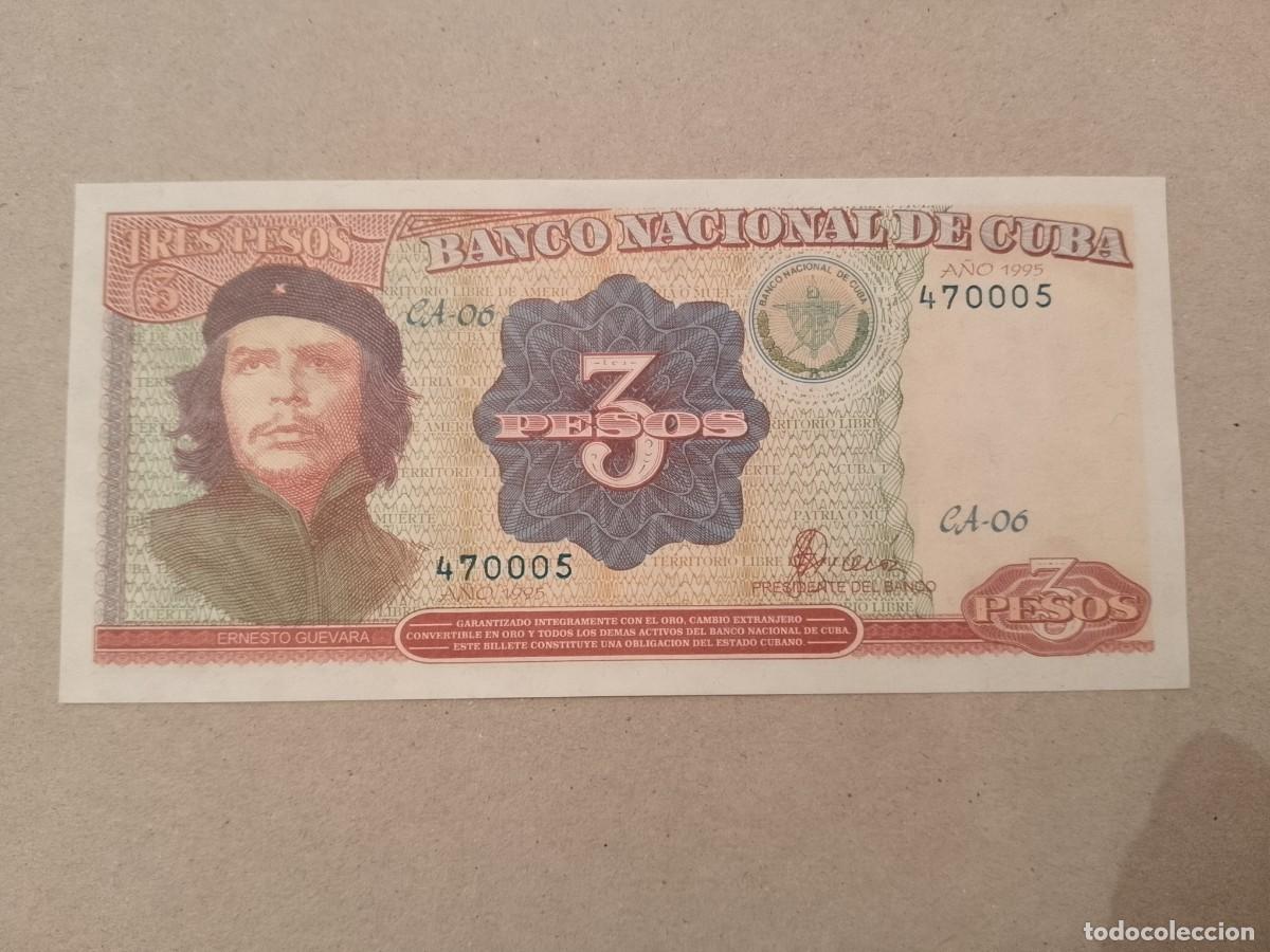 Billetes extranjeros: Billete Cuba, 3 pesos, a&ntilde;o 1995, UNC - Foto 1