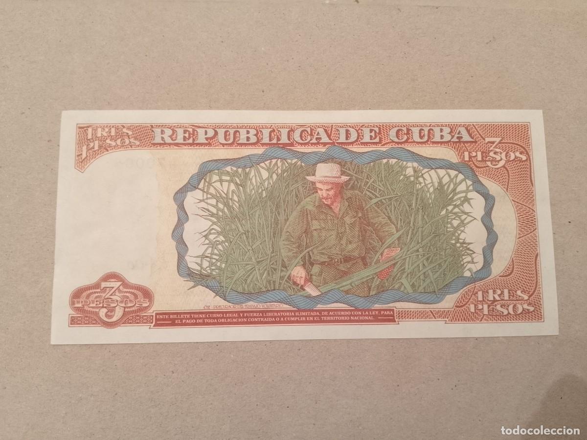 Billetes extranjeros: Billete Cuba, 3 pesos, a&ntilde;o 1995, UNC - Foto 2