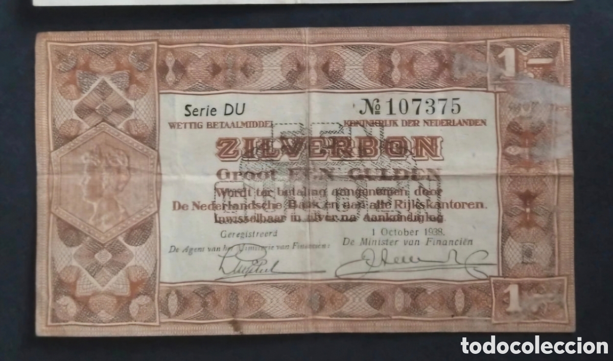 Billetes extranjeros: Billete Holanda,1.938, 1 Gulden,BC - Foto 1