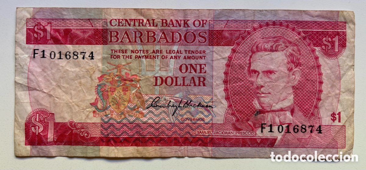 Billetes extranjeros: Billete BARBADOS 1 D&oacute;lar (1973) - Foto 1