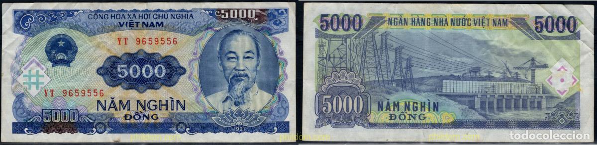 Billetes extranjeros: 11012 VIETNAM 1991 VIETNAM 5000 DONG 1991