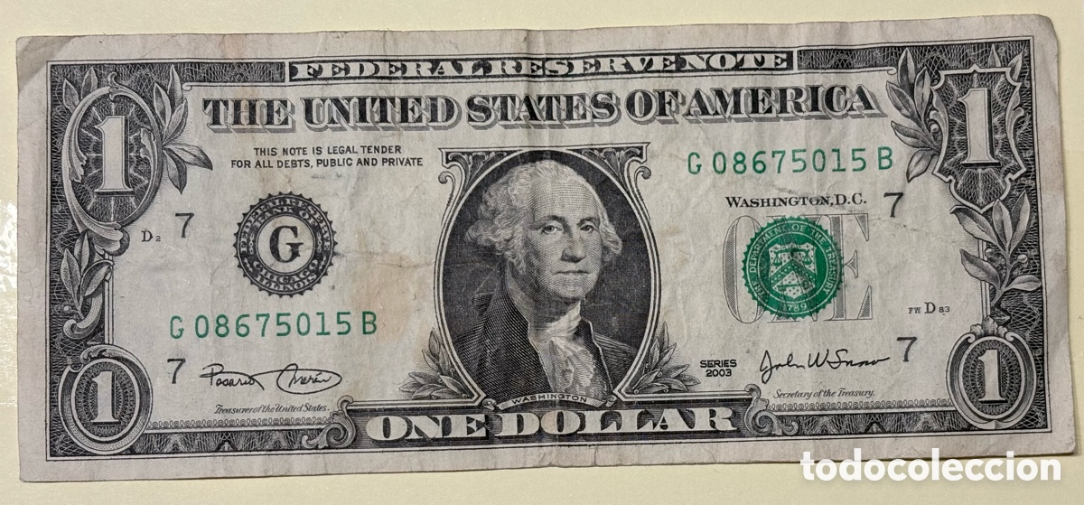 Billetes extranjeros: Estados Unidos - 1 D&oacute;lar 2003 - Foto 1