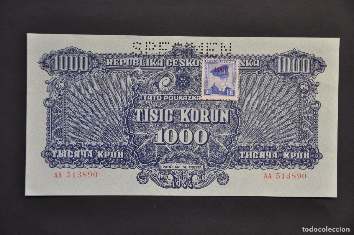 Billetes extranjeros: CHECOSLOVAQUIA - SPECIMEN - 1000 KORUN 1944 CON SELLO/STAMP - SC/UNC