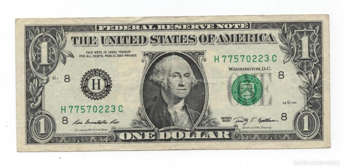 Billetes extranjeros: ESTADOS UNIDOS BILLETE DE 1 DOLAR WASHIGTON A&Ntilde;O 2009