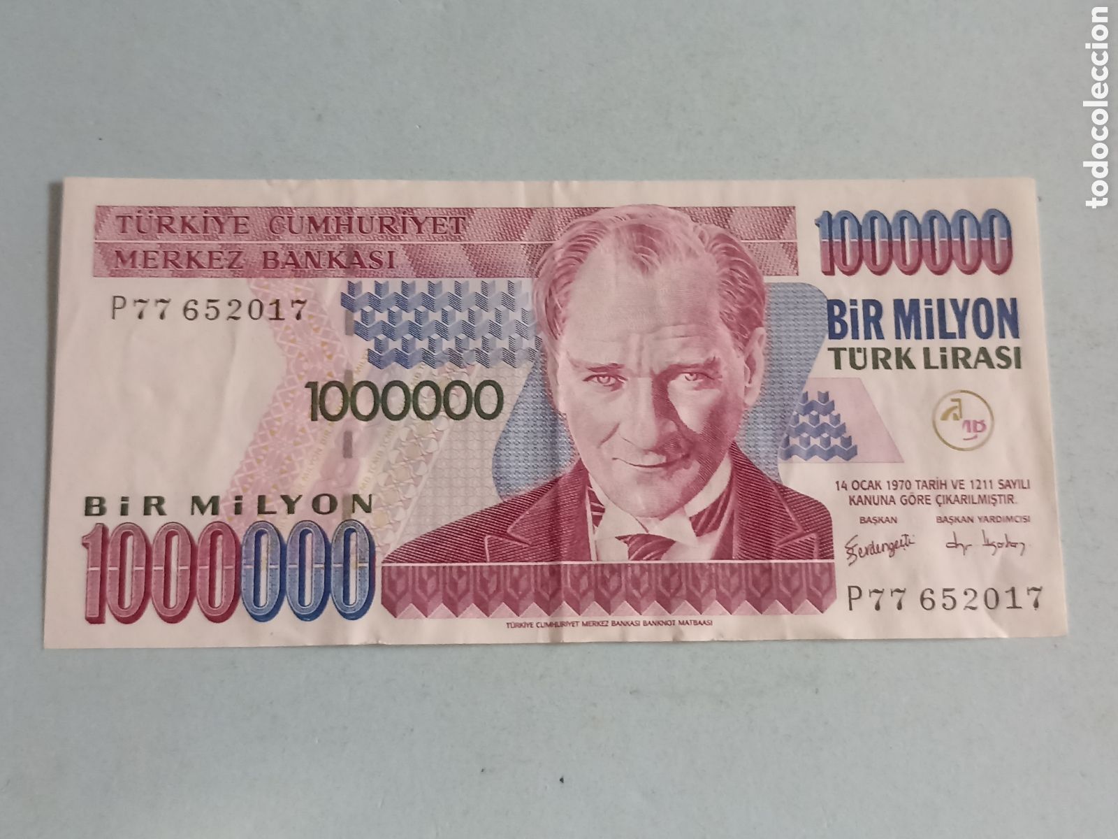 Billetes extranjeros: Billete 1000000 Liras Turqu&iacute;a - Foto 1