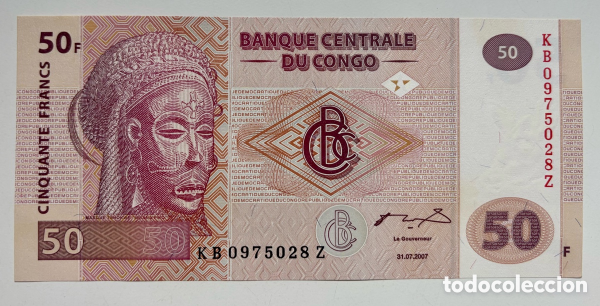 Billetes extranjeros: Billete CONGO 50 Francos 2007 SC - Foto 1