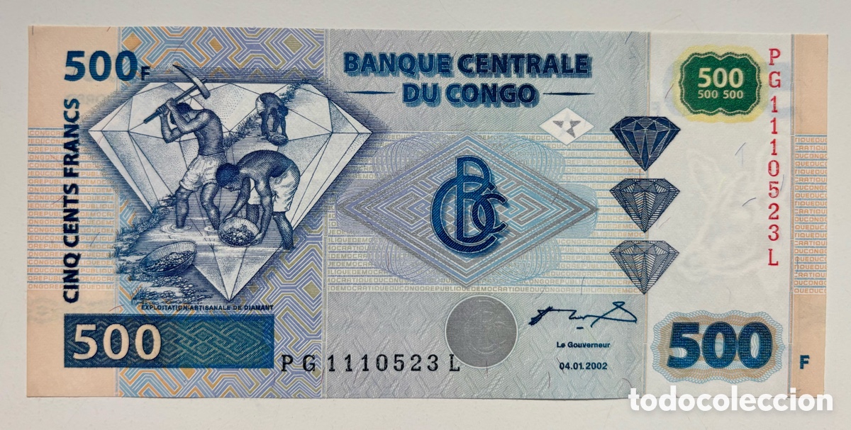 Billetes extranjeros: Billete CONGO 500 Francos 2002 SC - Foto 1
