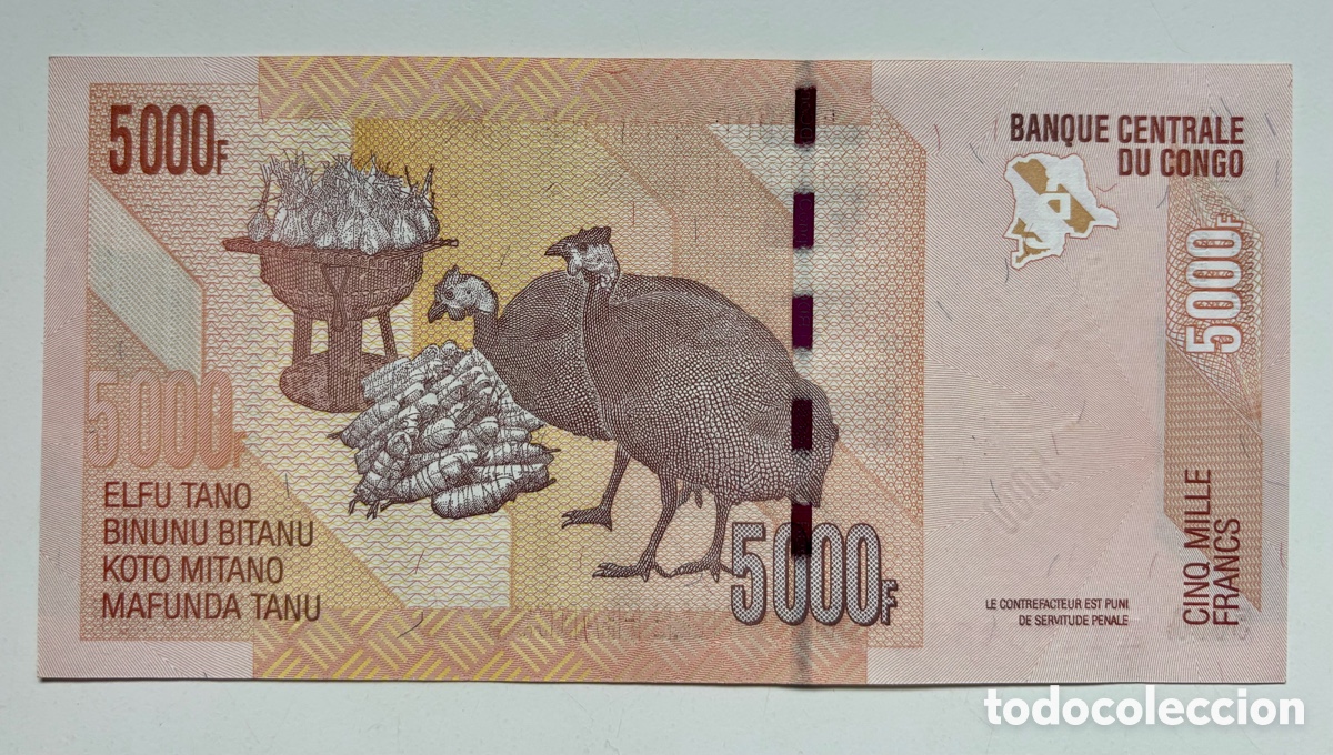 Billetes extranjeros: Billete CONGO 5000 Francos 2005 SC - Foto 2