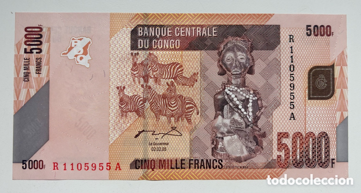Billetes extranjeros: Billete CONGO 5000 Francos 2005 SC - Foto 1