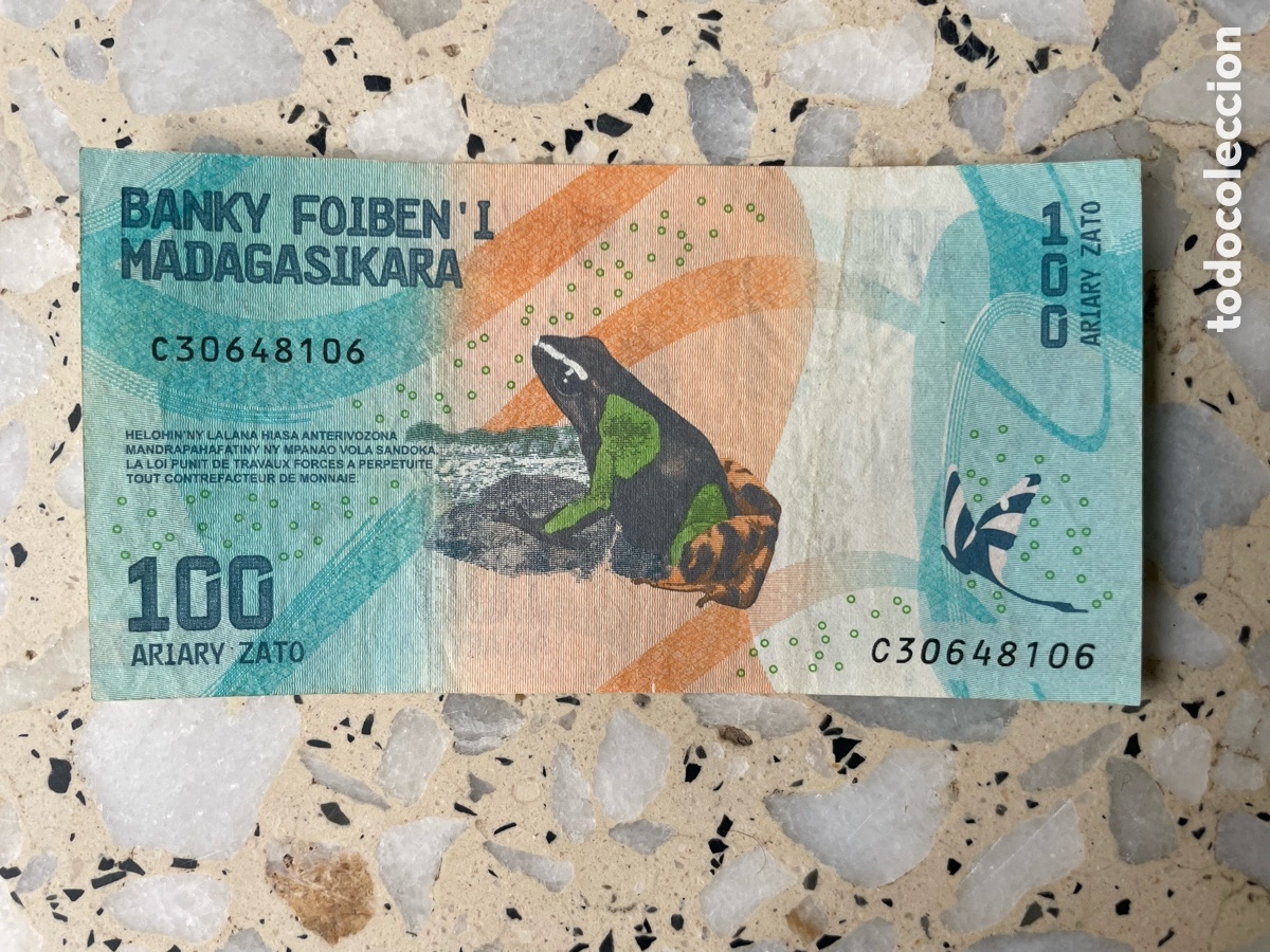 Billetes extranjeros: Billete de Madagascar 100 Ariary - Foto 1